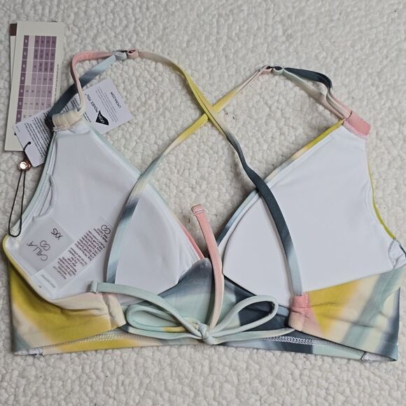 1212 NWT CALIA Women's Double Strap Triangle Bikini Low Support Swim Top - Picture 3 of 6